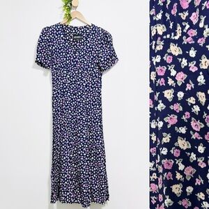 Vintage Byer Dress California Modest Button Front Floral Summer Dress